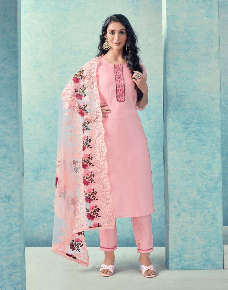 Light Pink Color Linen Fabric Kurti... | Pink kurti, Light pink color, Pink  color